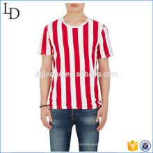 Rib-knit crewneck custom striped t shirt cotton spandex slim fit shirt